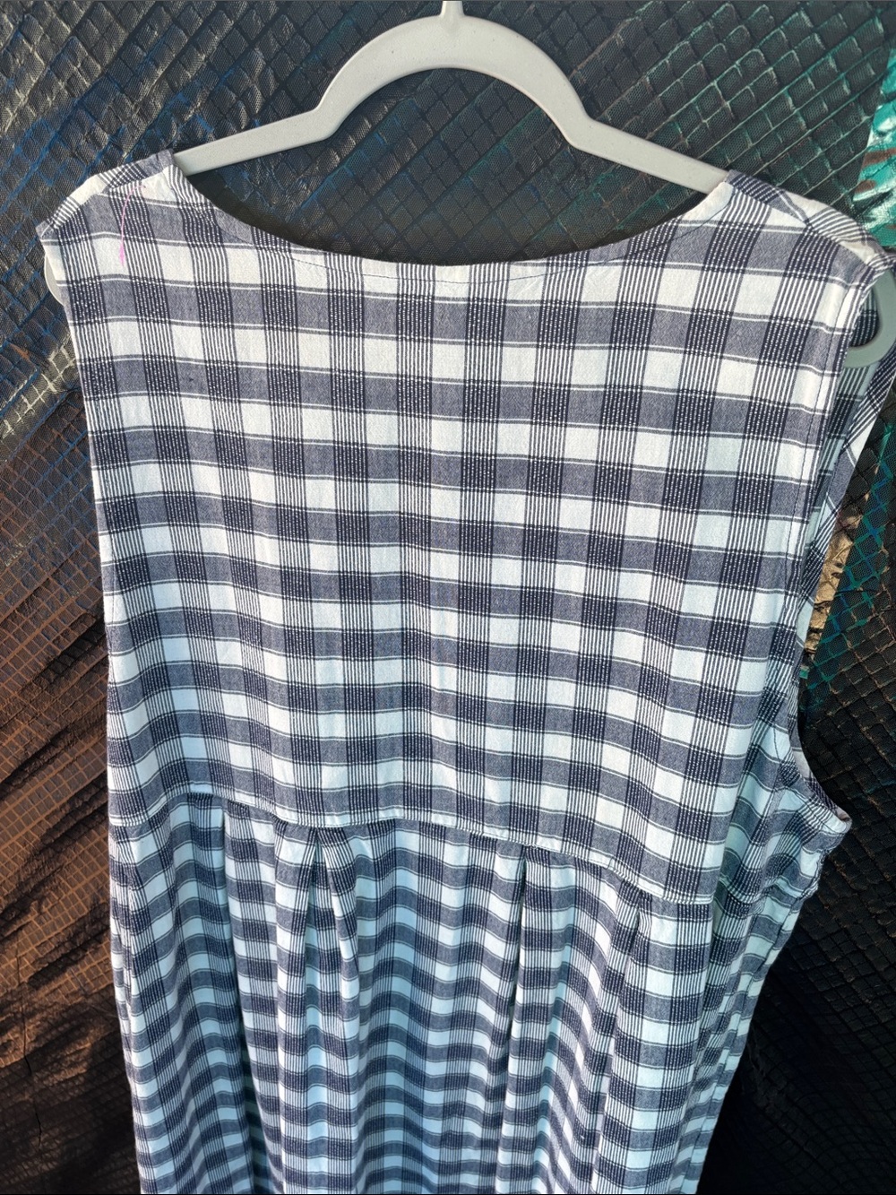 Sleeveless Gingham Midi Dress in Navy and White 100% cotton - Picture 7 of 7